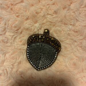 Elegant Gold and Silver Beaded Brooch